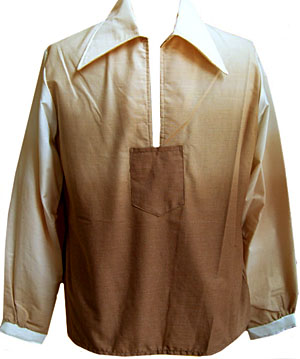 (smaller L) men's pullover tunic-styled pullover shirt. tones of Browns. HUGE COLLAR