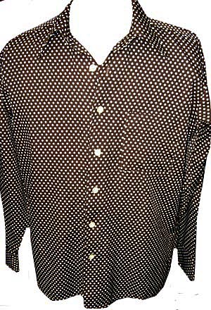 (L) Brown w/ White polka dots DISCO SHIRT. very funkariffic!