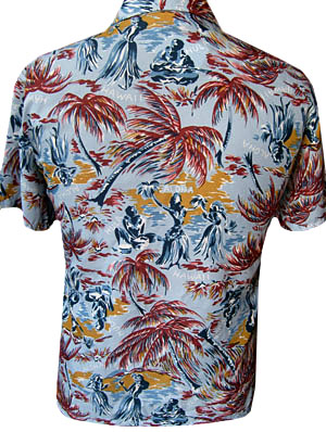 (M) 1987s Hawaiian shirt, made by OP (OceanPacific). rightsideup and upsidedown