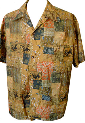 (L-XL) vintage 1970s Hawaiian Disco Shirt. shortsleeve. 