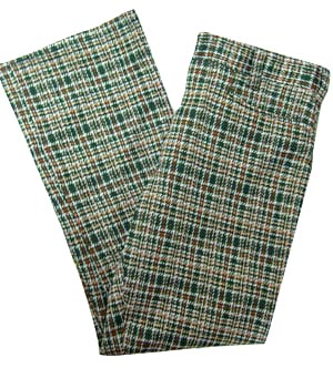 (30x27.5) 1970s men's DISCO PANTS killer plaid- Green Tan Grey/White Brick