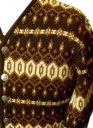 (L) vintage 1960s-60s mens Nordic ski sweater cardigan. warm and wool
