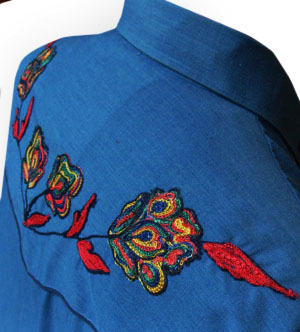 (M, shortish) heavily embroidered (front & back) Western Shirt by TemTex. bright colours!