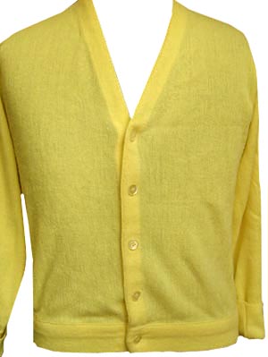 (M) vintage men's soft n' cozy Cardigan Sweater. Canary Yellow!
