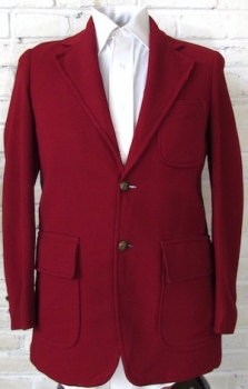 (36) Men's Vintage 70's Blazer! Stay Classy in this Cherry textured polyester Sports Jacket!