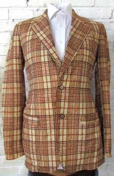 (39) Men's Vintage 70's Disco Blazer! Yellow, Orange and Brown Plaid!