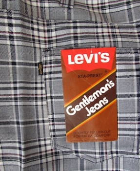 (41x34) BIG MAN Vintage 70's Pants. Levi's "Big E" Black, White & Red Plaid.