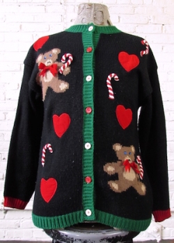(Mens S) Snuggly Ugly Xmas Sweater! Super Cute Teddy Bears w Candy Canes & Hearts!!!