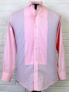 (29" chest) Kids Vintage 1970s Pleated Tuxedo Shirt! Pale PINK!