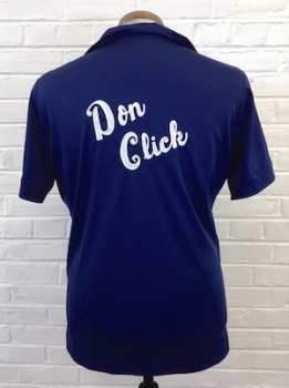 (M) Men's Vintage 70's Bowling Shirt! "Don Click" Navy w/ White Embroidery!
