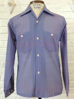 (Mens S-M) Mens Vintage 1950s Shirt! Chic and Sexy Periwinkle! Sheer Nylon Shirt! As-Is