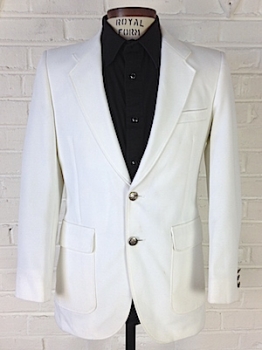 (36) Mens Vintage 70s Disco Blazer! Bright White! Saturday Night Fever / John Travolta! As Is.