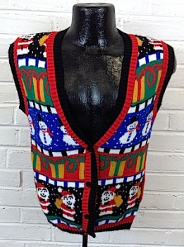 (29" Chest) Kid's Ugly Xmas sweater vest! Snowmen, Silly Santa, Gifts