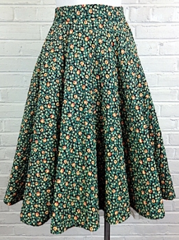 (24" waist) Women's Vintage 50's Quilted Circle Skirt. Colorful Tulip and Daisy Print