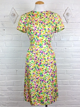 (S) Women's Vintage 60's Dress. Vibrant, Candy Colored Dots!