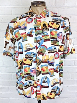 (L) Mens Vintage Novelty Shirt! Travel/United States Themed! As-Is!
