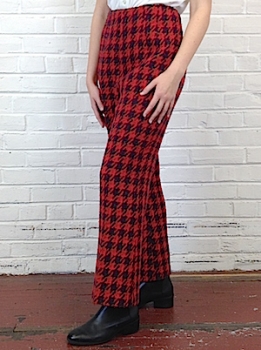 (27x26) Women's Vintage 70's Wool Pants! Red, Purple & Black Houndstooth-esque! As-Is!