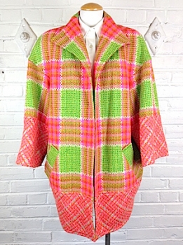 (S/M) Women's Vintage CHRISTIAN LACROIX Hot Pink and Green Tweed Coat!