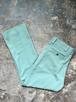 (34x30) Mens Vintage 1970s Disco Pants. Sage Green w/ Funky Texture.
