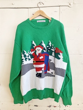 (Mens L/XL) Ugly Xmas Pullover Sweater. Santa Golfing On The 18th Hole!