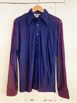 (L) Mens Vintage 70s Disco Shirt. Funkalicious Deep Purple. Never Worn!