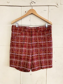 (38) Mens Vintage 70s Disco Shorts! Burgundy, Yellow & White Funky Print. Never Worn.