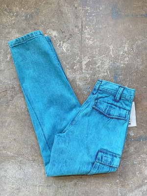 (32x32.5) Mens Vintage 80s Tapered Turquoise Acid Wash Jeans. Never Worn!