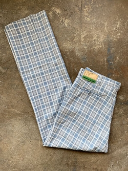 (34x34) Mens Vintage 70s Disco Pants. Blue, Gray & Off White Plaid. Never Worn!