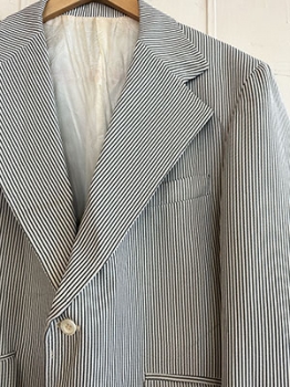 (46) Mens Vintage 70s Disco Blazer! Off-White & Black Striped.