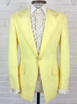 (39) Men's Vintage 1970's Tuxedo Jacket, Bright Lemon Yellow w/ Fancy Yellow Trim!