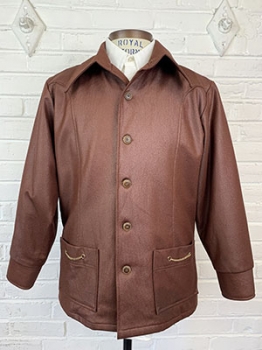(45) Men's Vintage 1970's Disco Leisure Jacket. Brown w/ Gold chains! As-Is