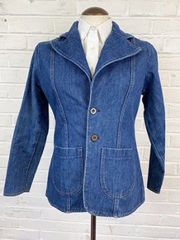 (M) Women's Vintage 70s Denim Disco Blazer. WranglerJean Jacket with pockets!