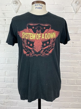 (M) Mens Vintage System of a Down T-Shirt. Black w/ Red Eagle SO AD tour.