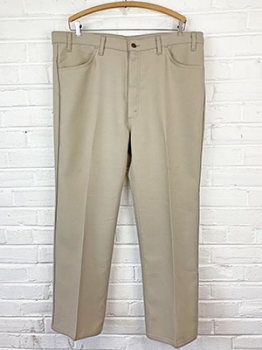 (42x29) BIG MAN Vintage 70s Polyester Levis Disco Pants. Sandy Tan! As-Is.