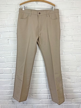 (40x34) BIGMAN Vintage 70s Polyester Levis Disco Pants. Khaki-Tan.