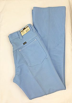 Sazz Vintage Clothing: () Mens Vintage 70s Wrangler Flare Pants.  Light Blue w/ White Topstitching. As-Is.